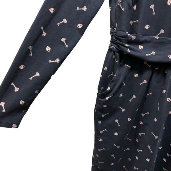 Boden Womens Mabel Long Sleeve Navy Dress With Lock And Key Print Size 8 - Picture 4 of 9